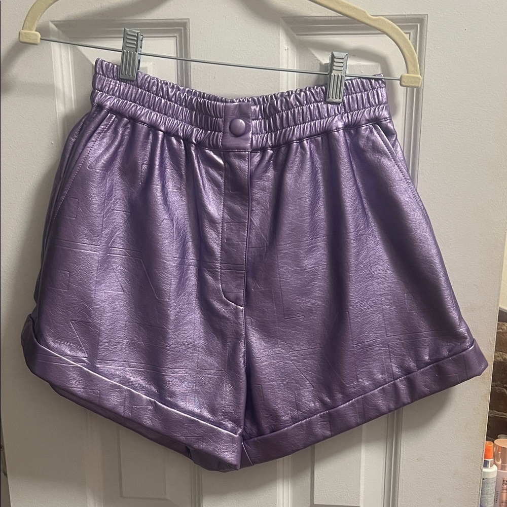 Rotate Birger Christensen Purple Belina Embossed Faux Leather Shorts